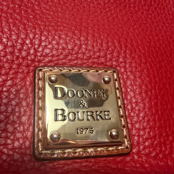 Dooney & Bourke Red Leather Shoulder Bag with Tan Trim - Picture 6 of 12